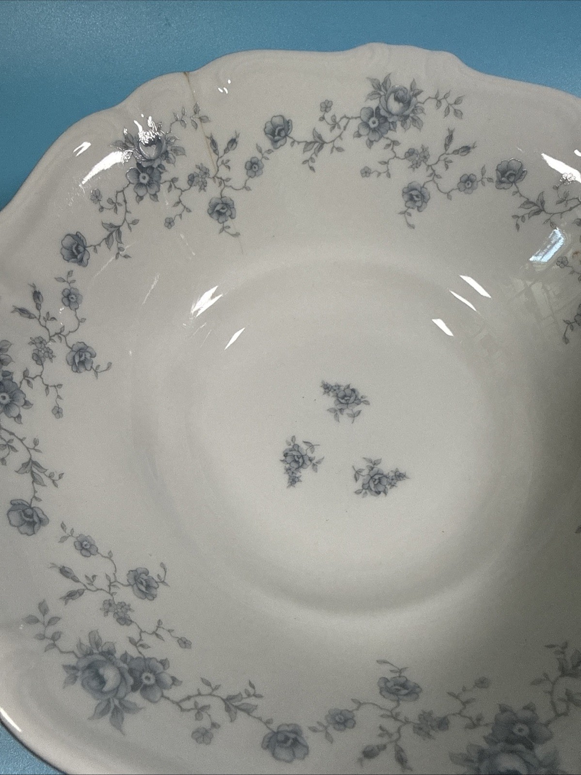 Johann Haviland Bavaria Germany Fine China Blue Garland 2 Serving Bowls