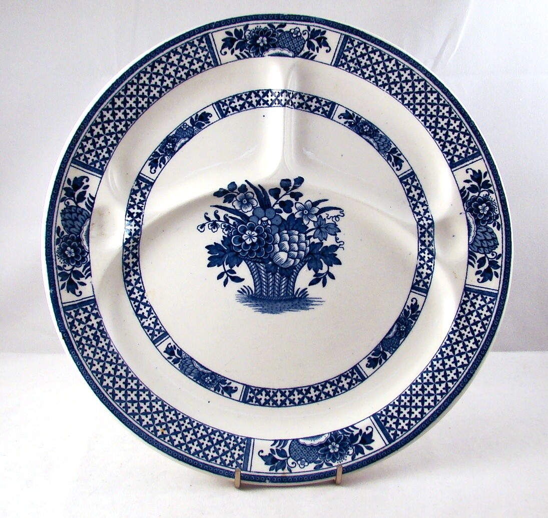 Booths England Flow Blue NANKIN A1452 Divided Grill Plate READ