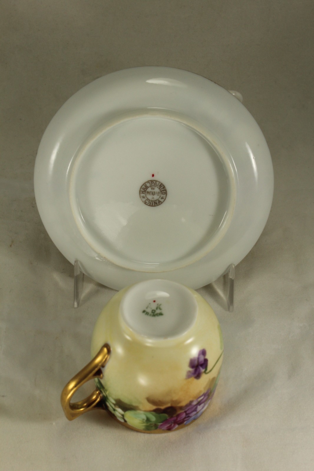 Early 1903 – 1912 Pickard China Violets Small Cup & Saucer Artist Signed H Reury