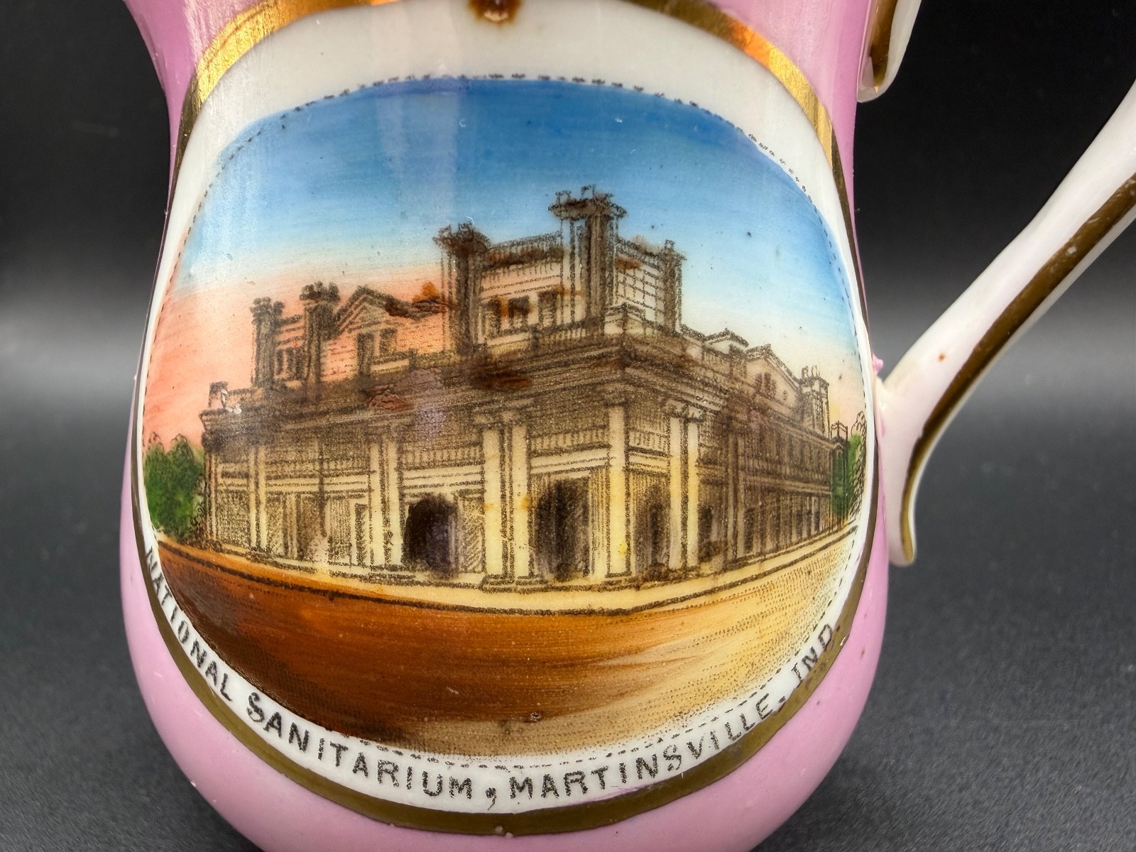 Rare Old Martinsville IN Creamer, Natl Sanitarium, Moore’s 5&10c, Germany