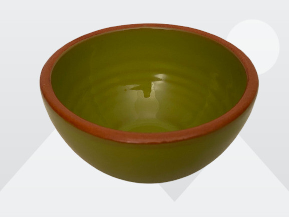 BF Pair Mini Olive Green 3.5″ Clay Stoneware Bowl Cups