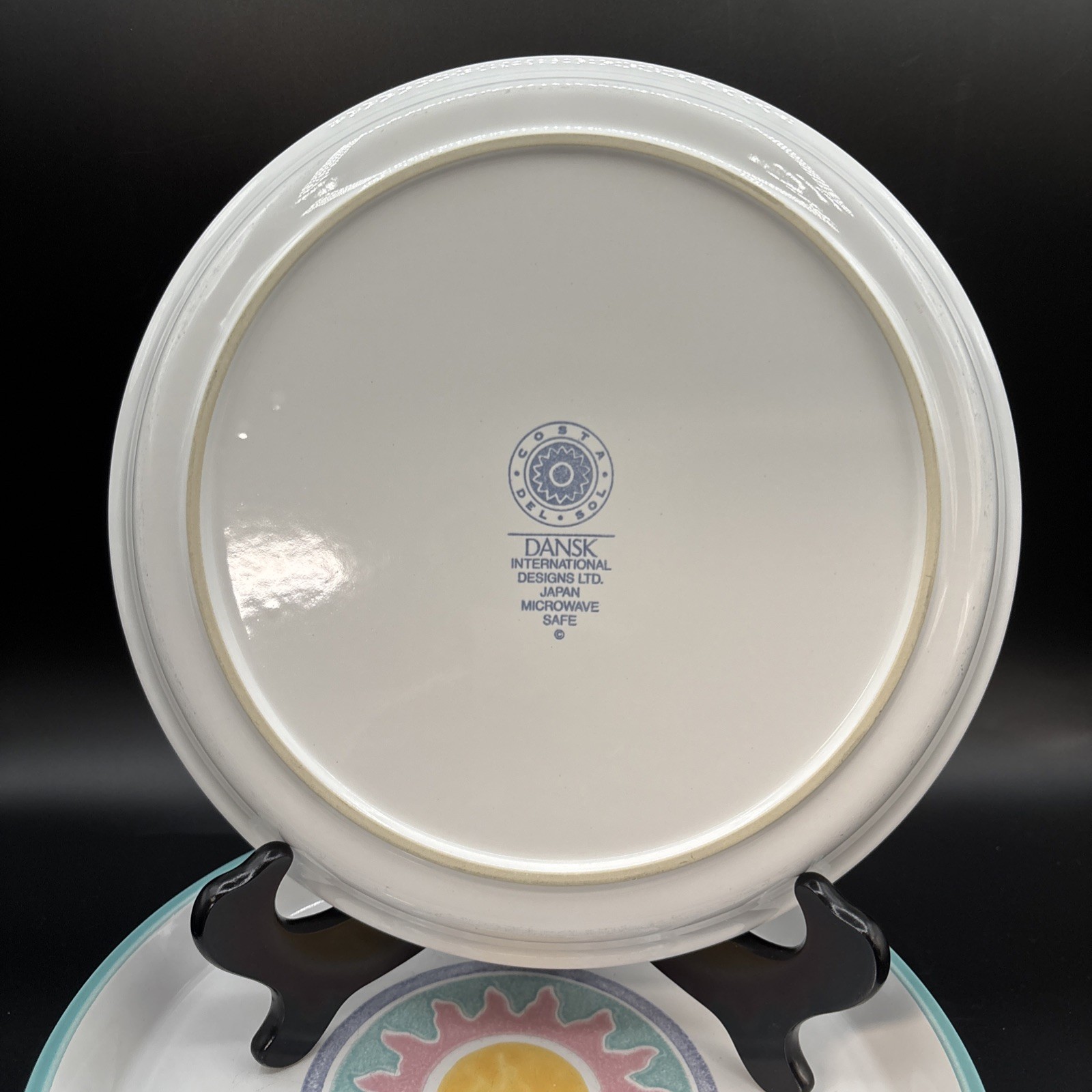 Set Of 5 Dansk Japan COSTA DEL SOL Dinner Plates 10 3/8″ Pink & Yellow Sunburst
