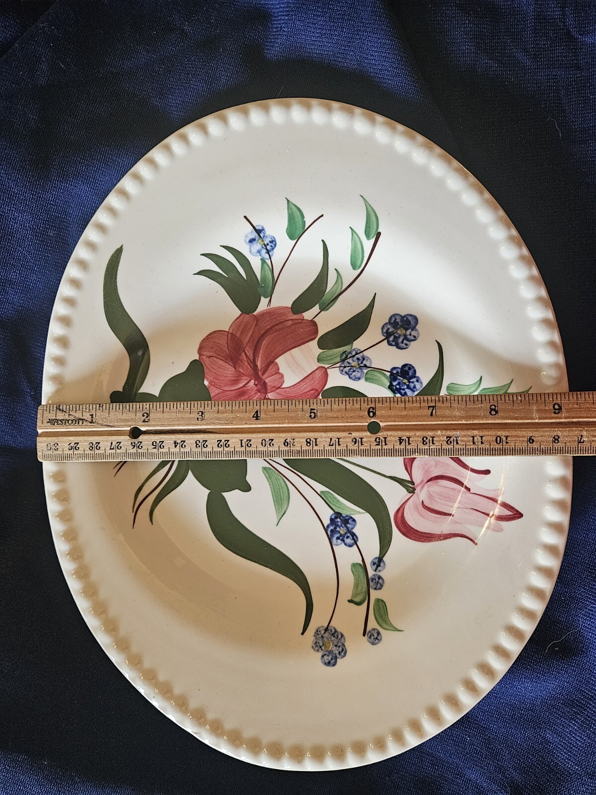 Blue Ridge Southern Pottery Bluebell Bouquet Vintage Floral Platter 11.5×9