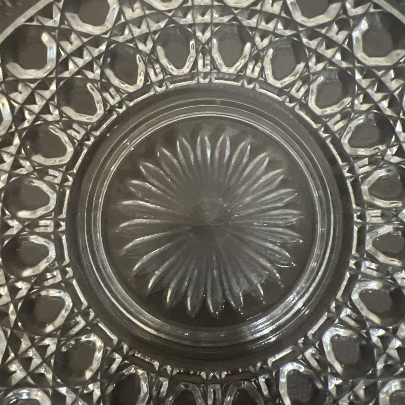 Federal Clear Glass Windsor Platter/Button & Cane Serving Plate 1970s