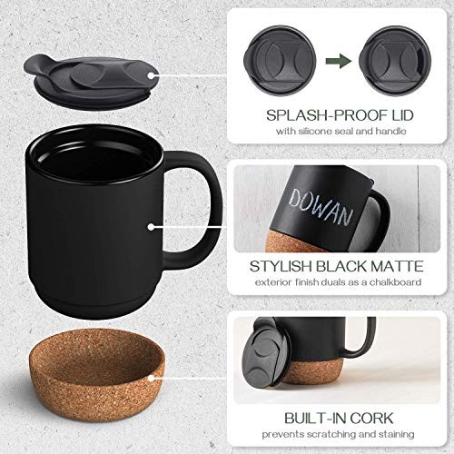 Coffee Mugs, 15 oz Mug Set of 2, Large Ceramic 15 fl oz (Set of 2) Matte Grey