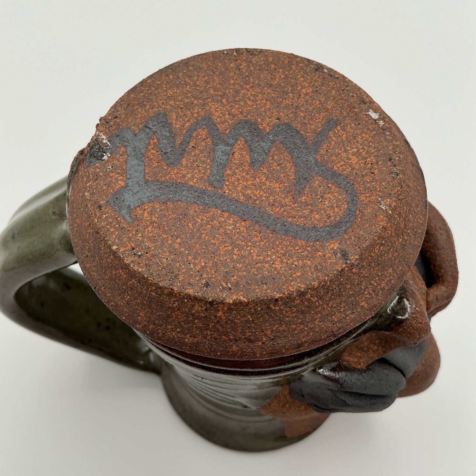 Vtg Ugly Funny 3D Face Mug MMS Mahon Stoneware Pottery Mustache Man Handmade USA