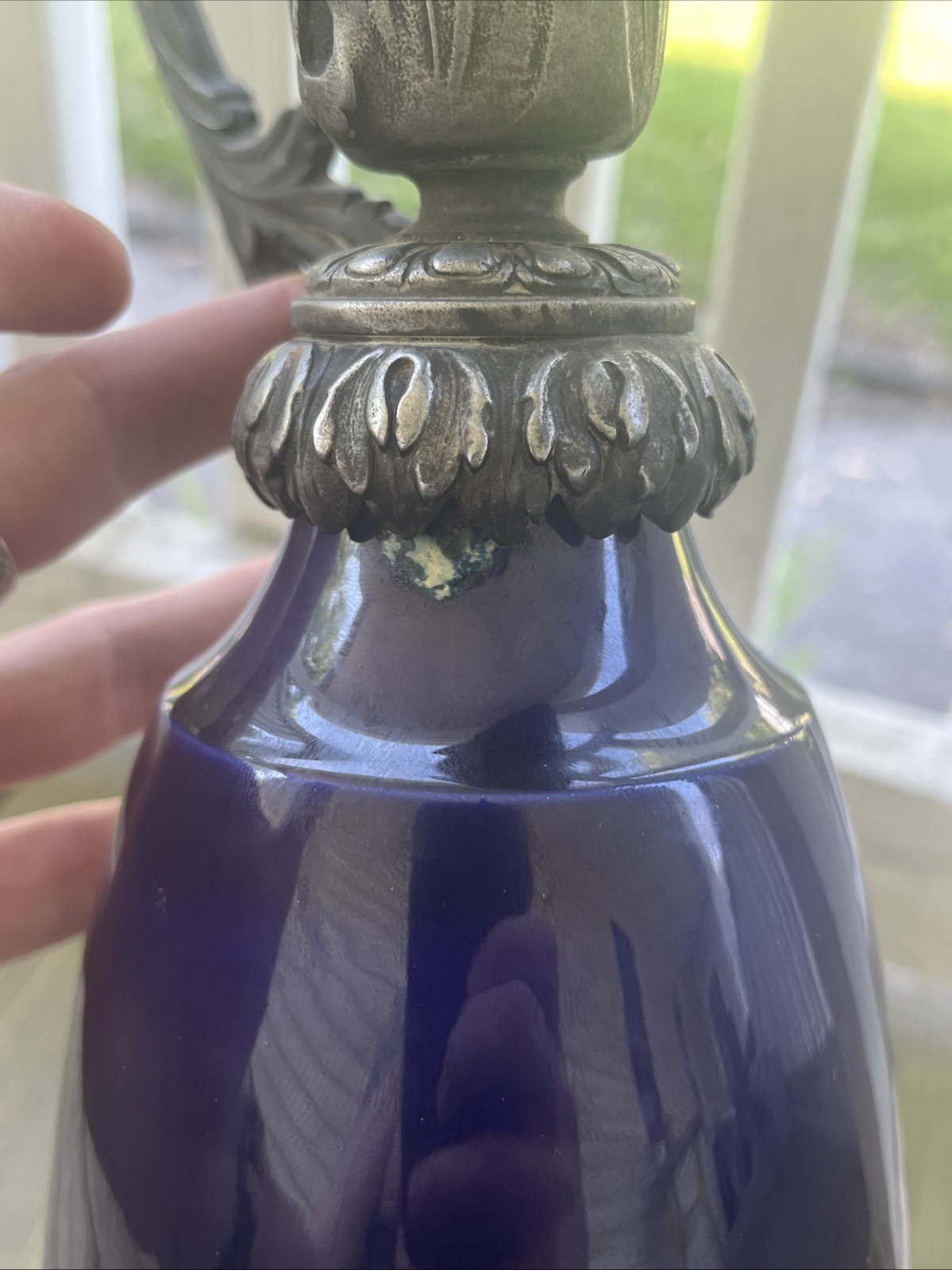 Louis XVI French Porcelain Cobalt Griffin Ewer Centerpiece Neoclassical BIG 24”