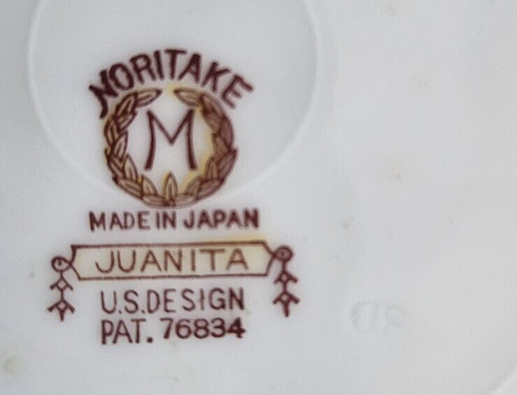 4 VTG Noritake Juanita Plate Bowl Set W/ RARE “Pre-Patent Soup Bowl (no flowers)