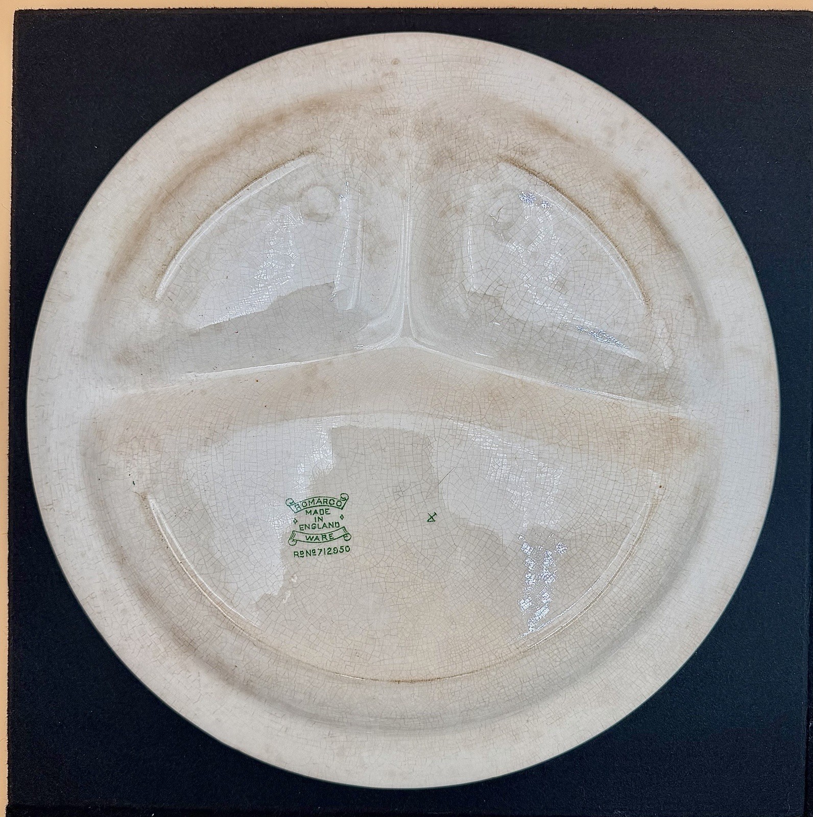 Vintage Romarco Ware Green Willow Divided Grill Plate 1950’s England (4 Pcs)
