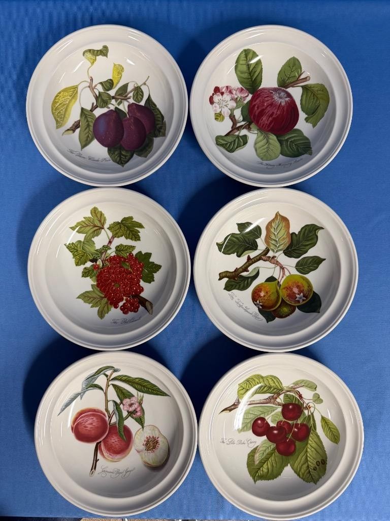 Lot of 6 Portmeirion Pomona Goddess of Fruit Rim Soup Cereal Bowls All Different