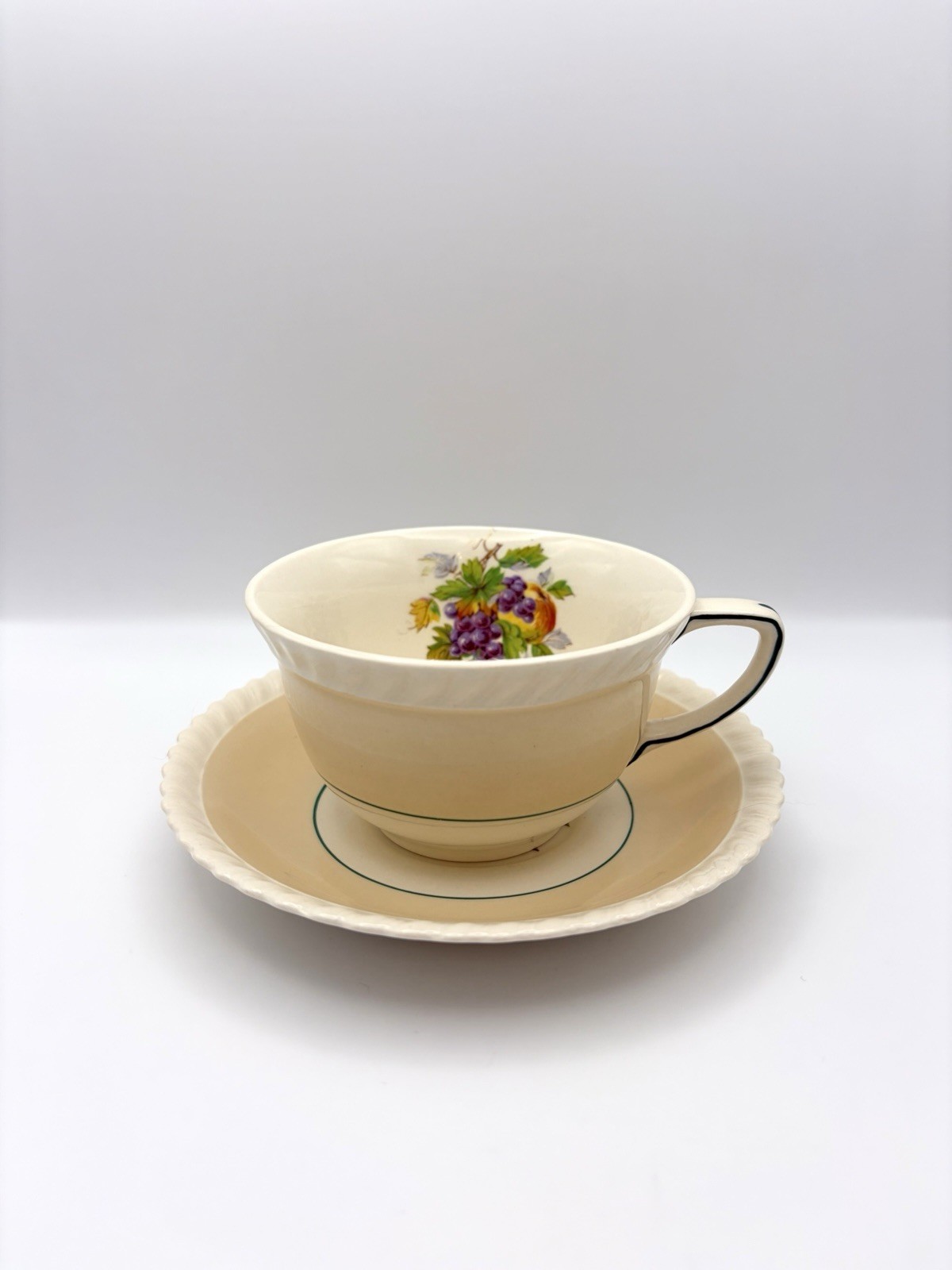 Vintage Johnson Brothers California Teacup & Saucers — Orange