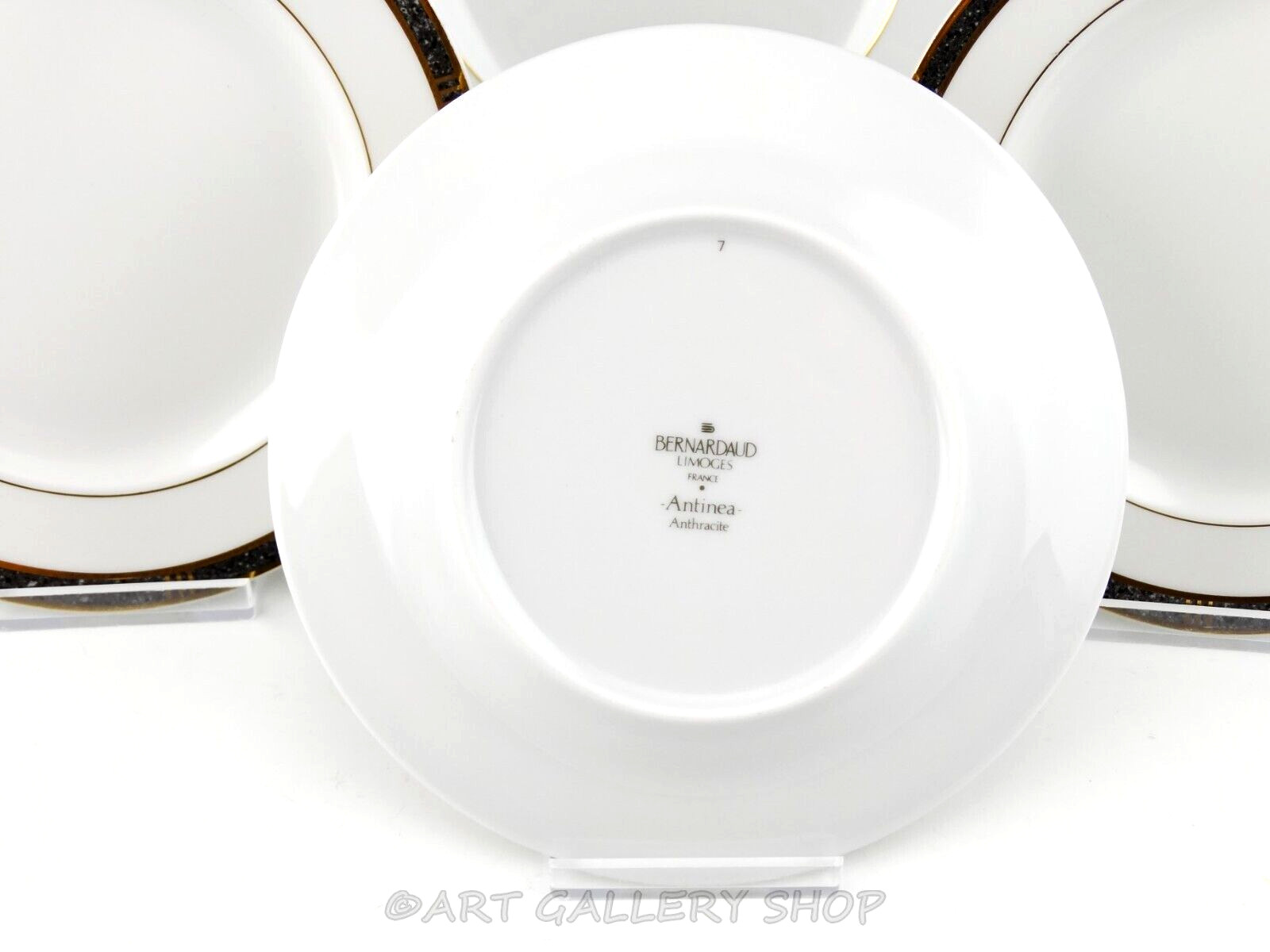 Bernardaud Limoges ANTINEA ANTHRACITE 6-1/2″ BREAD & BUTTER PLATES Set 6 Unused