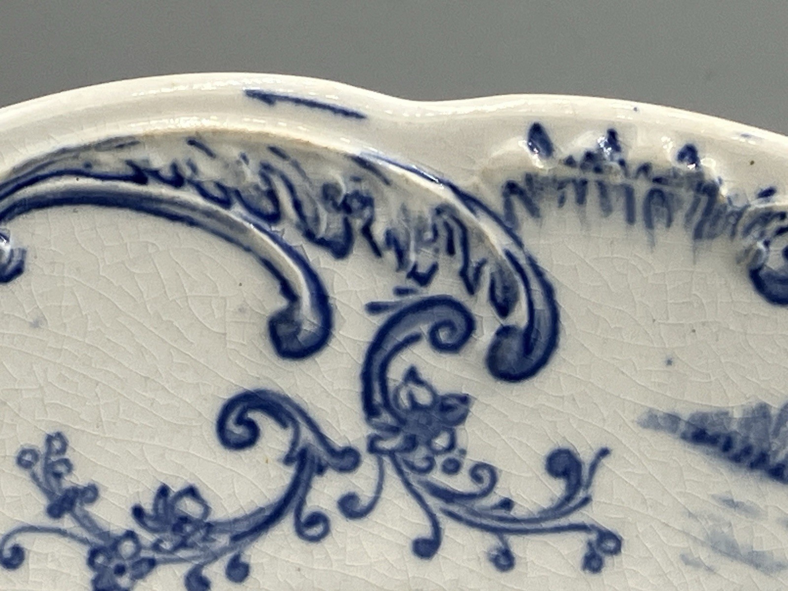 Antique Ridgways Delft Blue Plate 9″ royal Semi Porcelain England Wood & Windsor