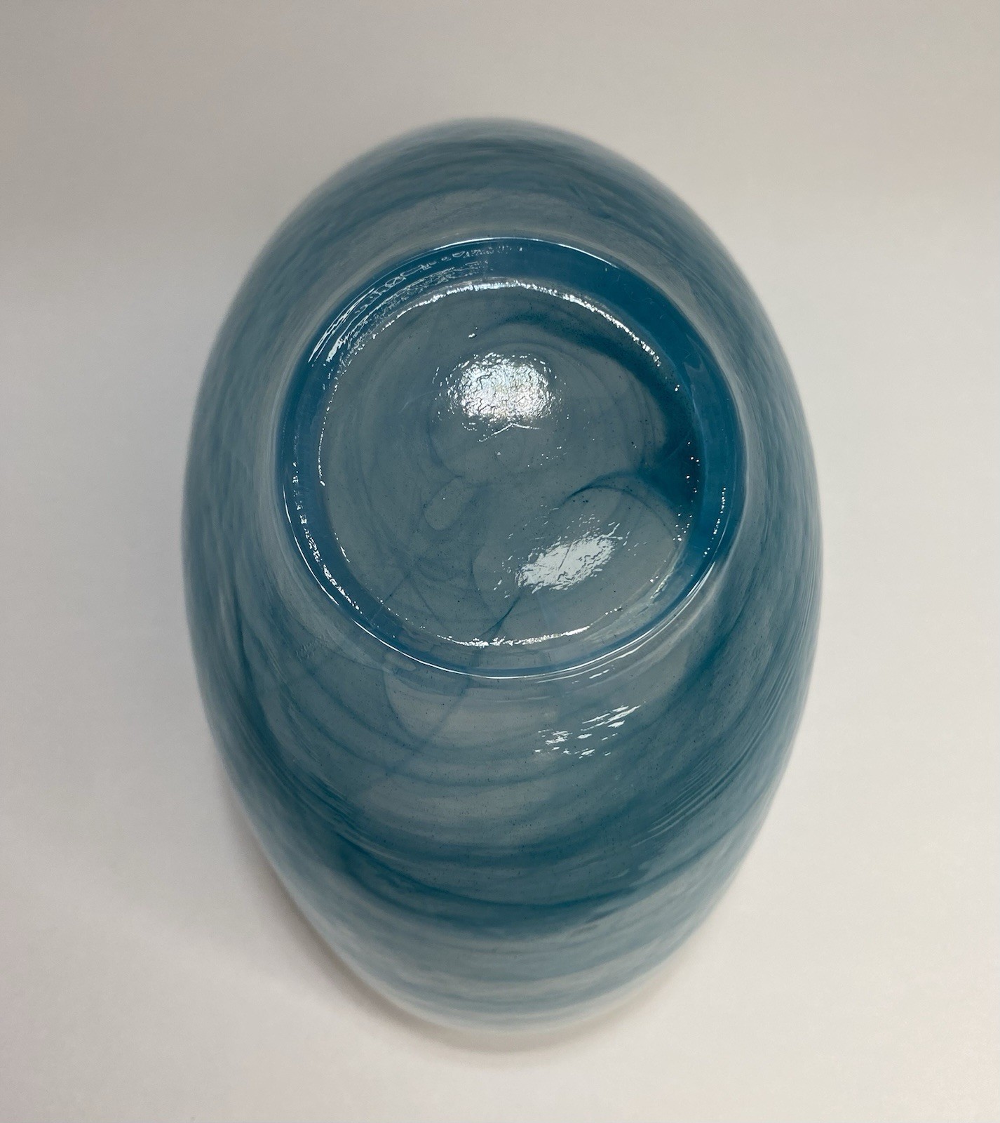 Artistic Accents Blue Swirl Oval Art Folded Glass Serving Or Decor Bowl Turkey