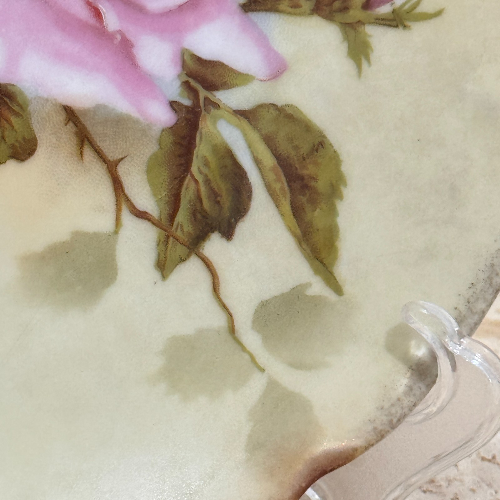 Vintage Alice Austria Pink Rose Oval Handled Porcelain Serving Plate Tray 11″