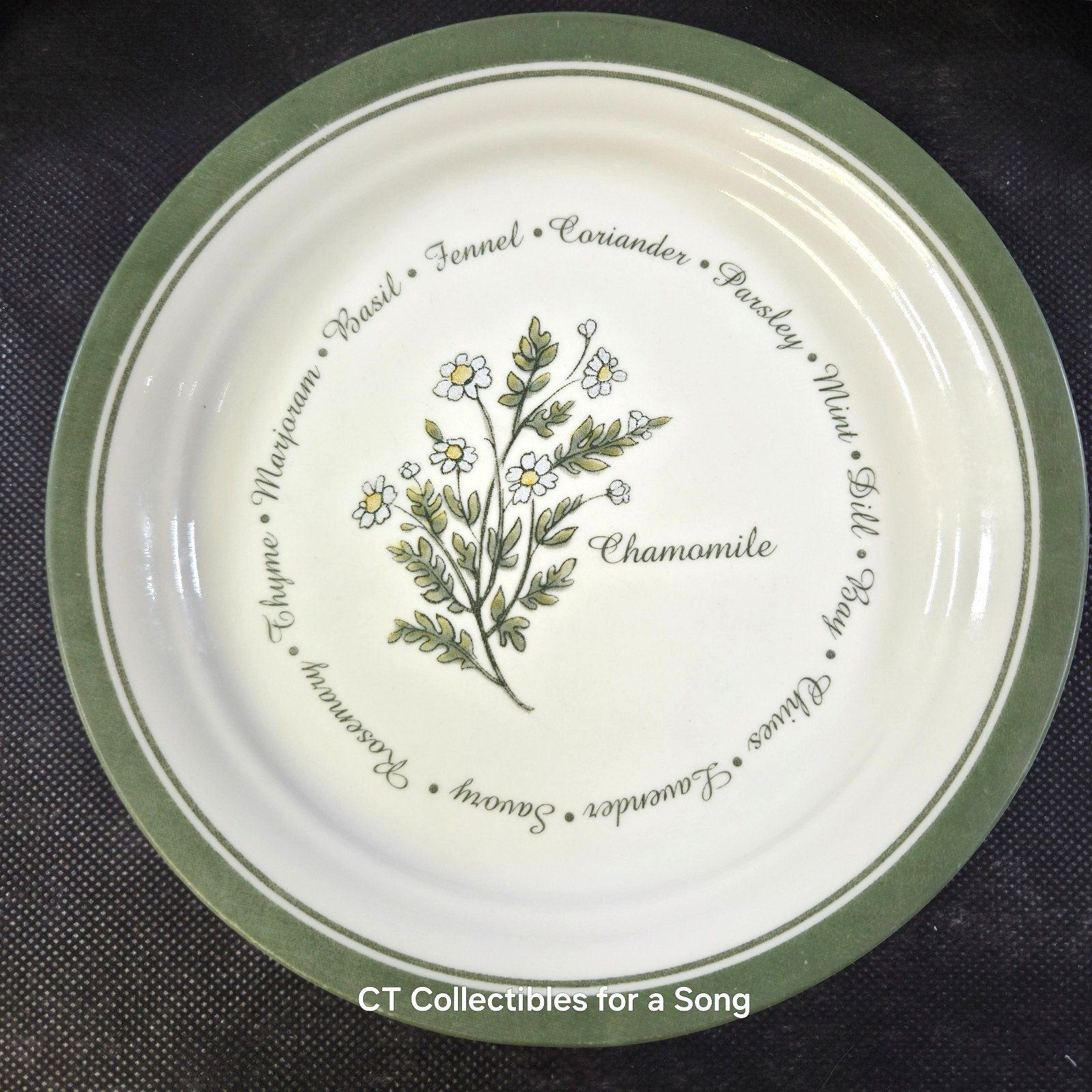 VTG Set 12 Corelle Thymeless Herbs Luncheon/Salad Plates 8 1/2″ Green