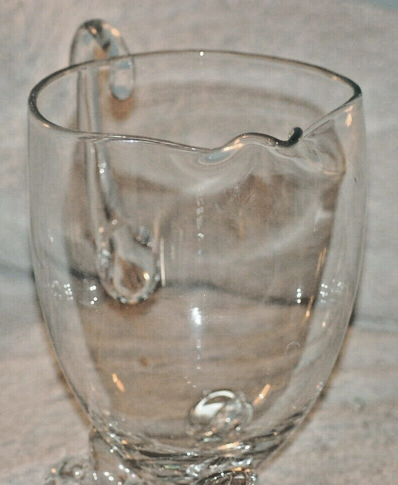 Handcrafted Crystal Clear Kimberly Footed Pitcher Made in Romania XL 90oz 9”