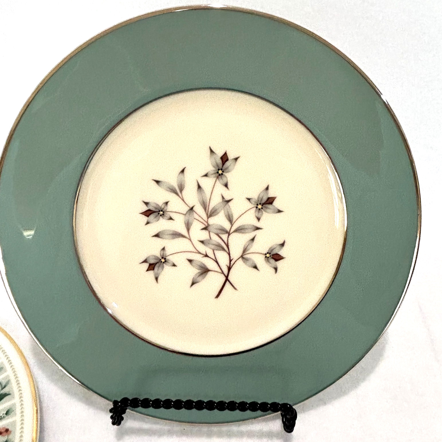 Vintage Mismatched Fine China Salad Party Dessert Plates Set of 4 Sage Greens