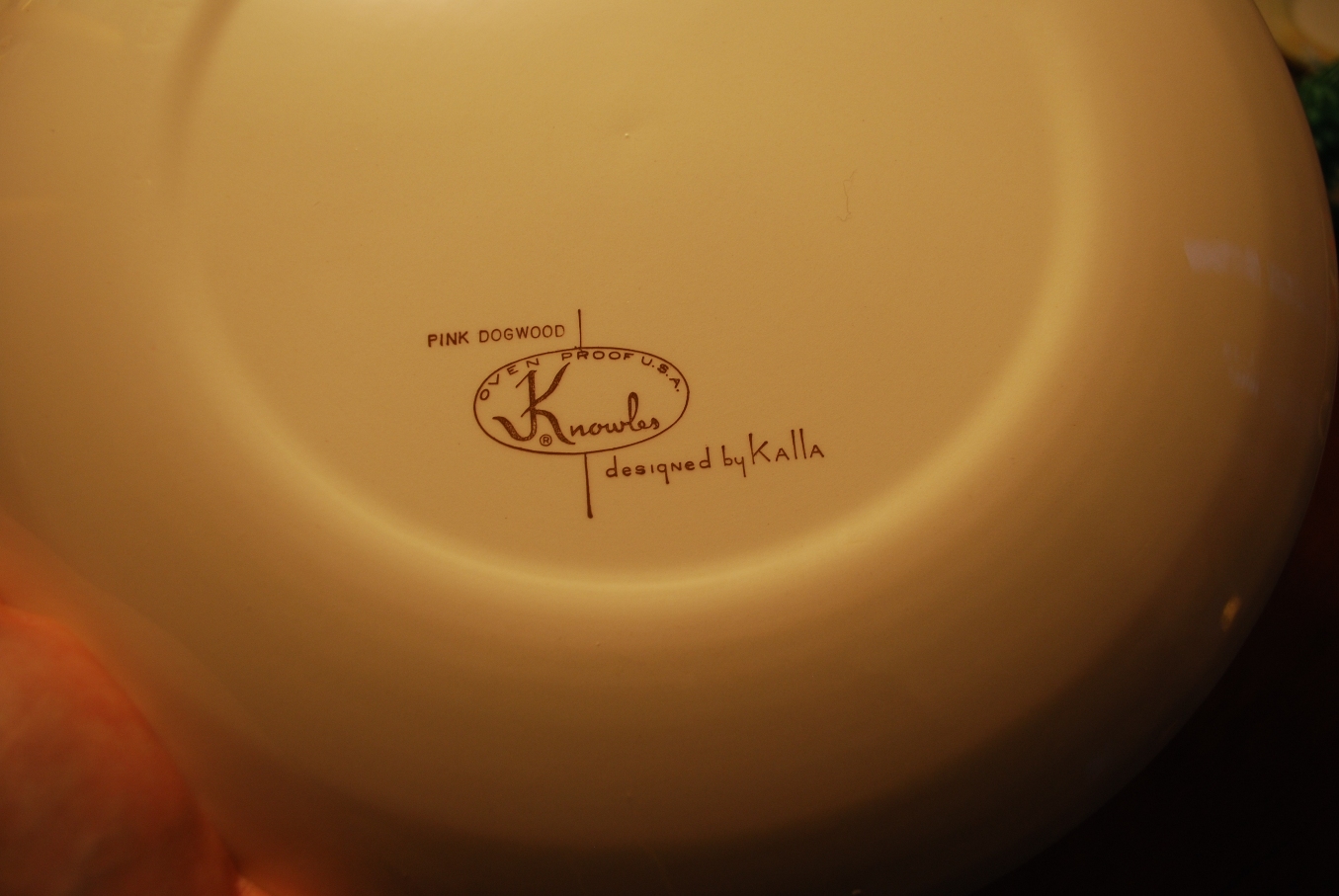 Vintage Set 6 Knowles China PINK DOGWOOD Dinner Plates Gold Rim ‘Kalla’ 1960s