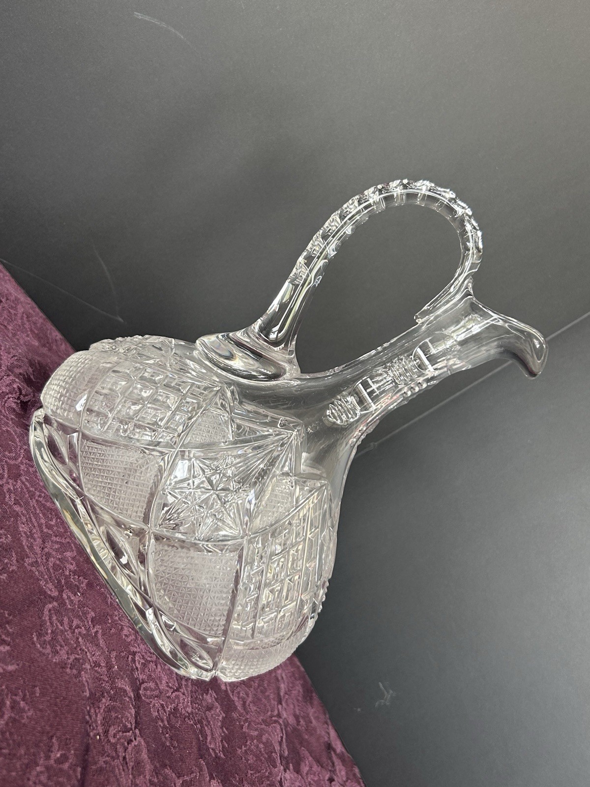 EAPG Oil Cruet: Arched Diamond Point, US Glass Co. 1898