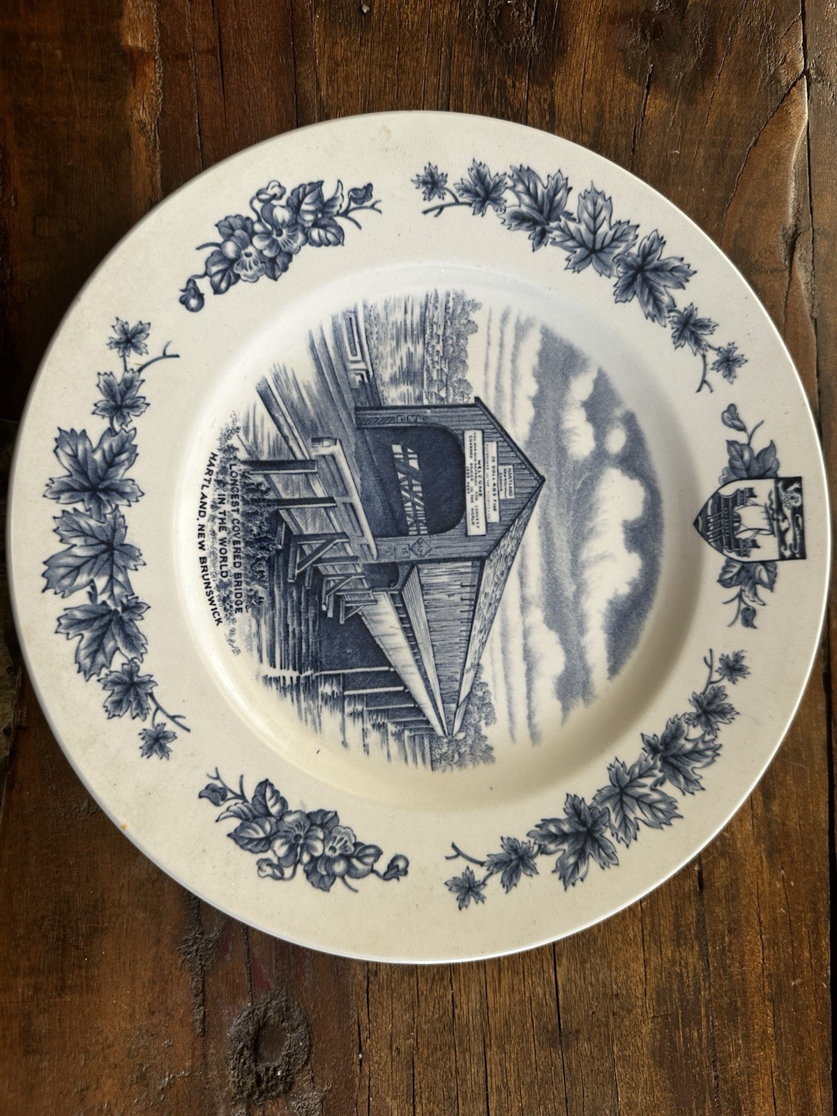 Vintage Wood & Sons Atlantic Canada Covered Bridge Transferware Plate Cottagecor