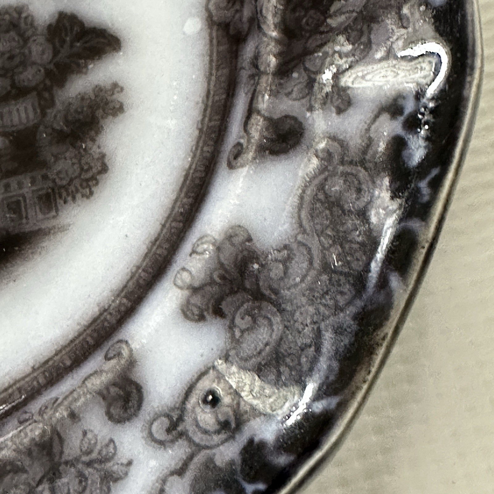 Antique Podmore Walker Corean Brown Transferware Dessert Plate 7.75″ c1840