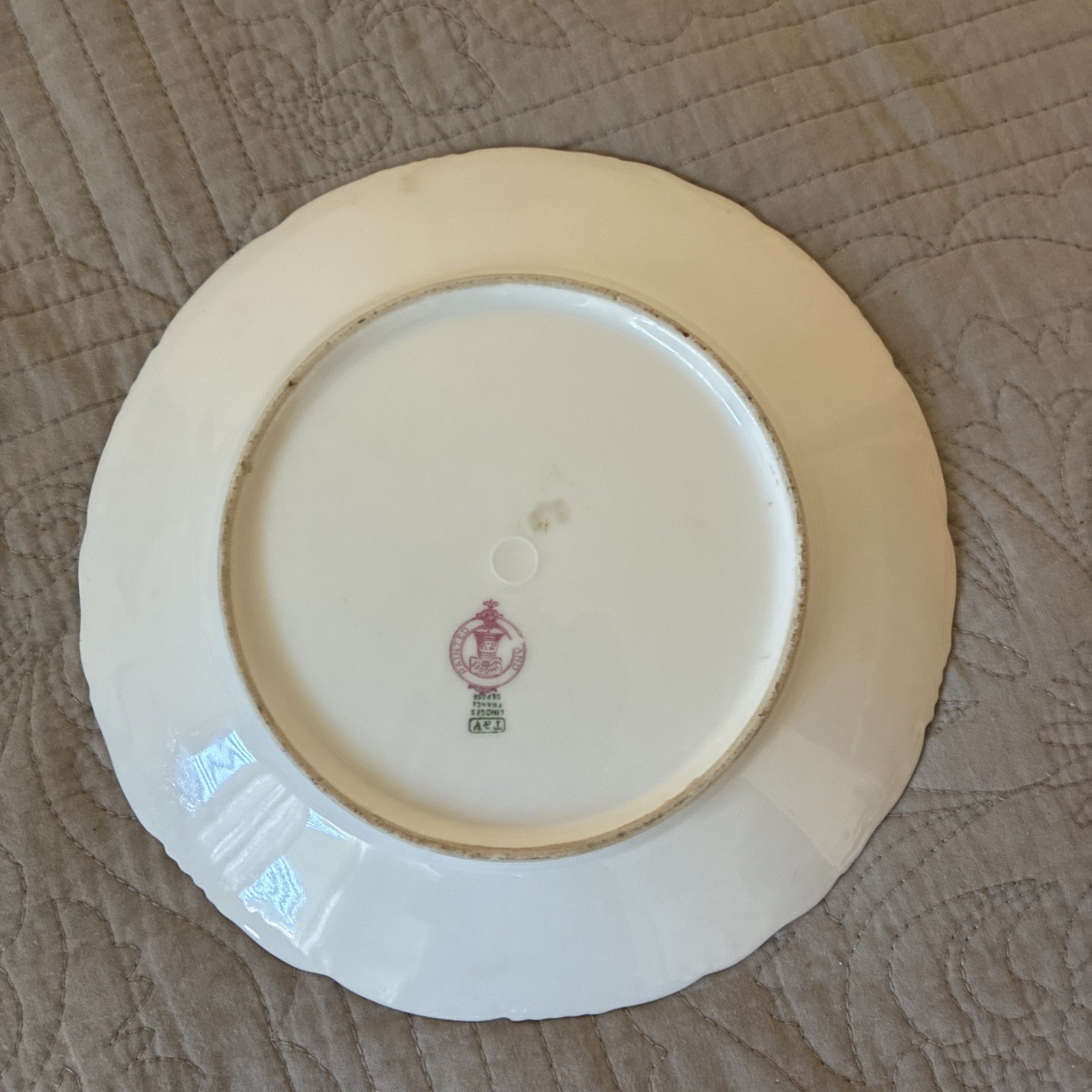 ANTIQUE LIMOGES HAND PAINTED FLORAL PLAQUE PLATE GOLD / SIGNED
