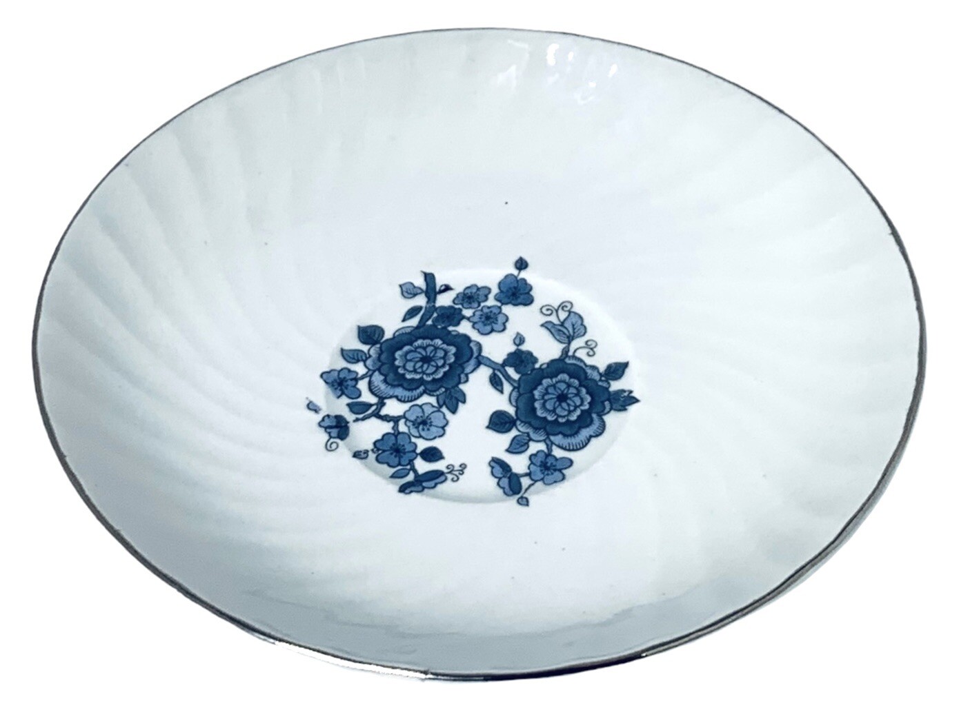 Wedgwood ROYAL BLUE Enoch Tunstall Floral White Ironstone 5 5/8″ Saucer MINT