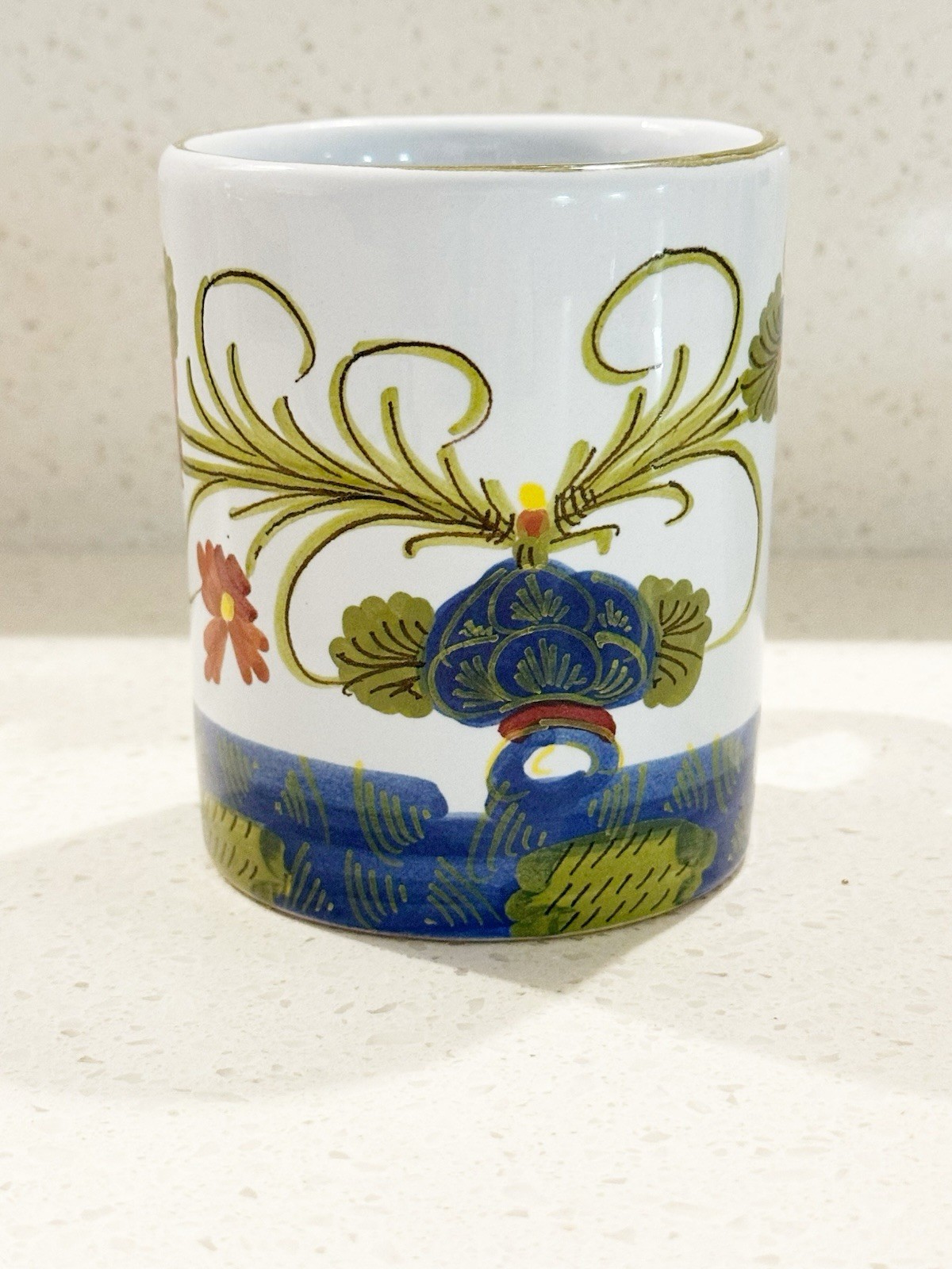 FAENZA Garofano Blue Carnation 4” Tall Mug Italy