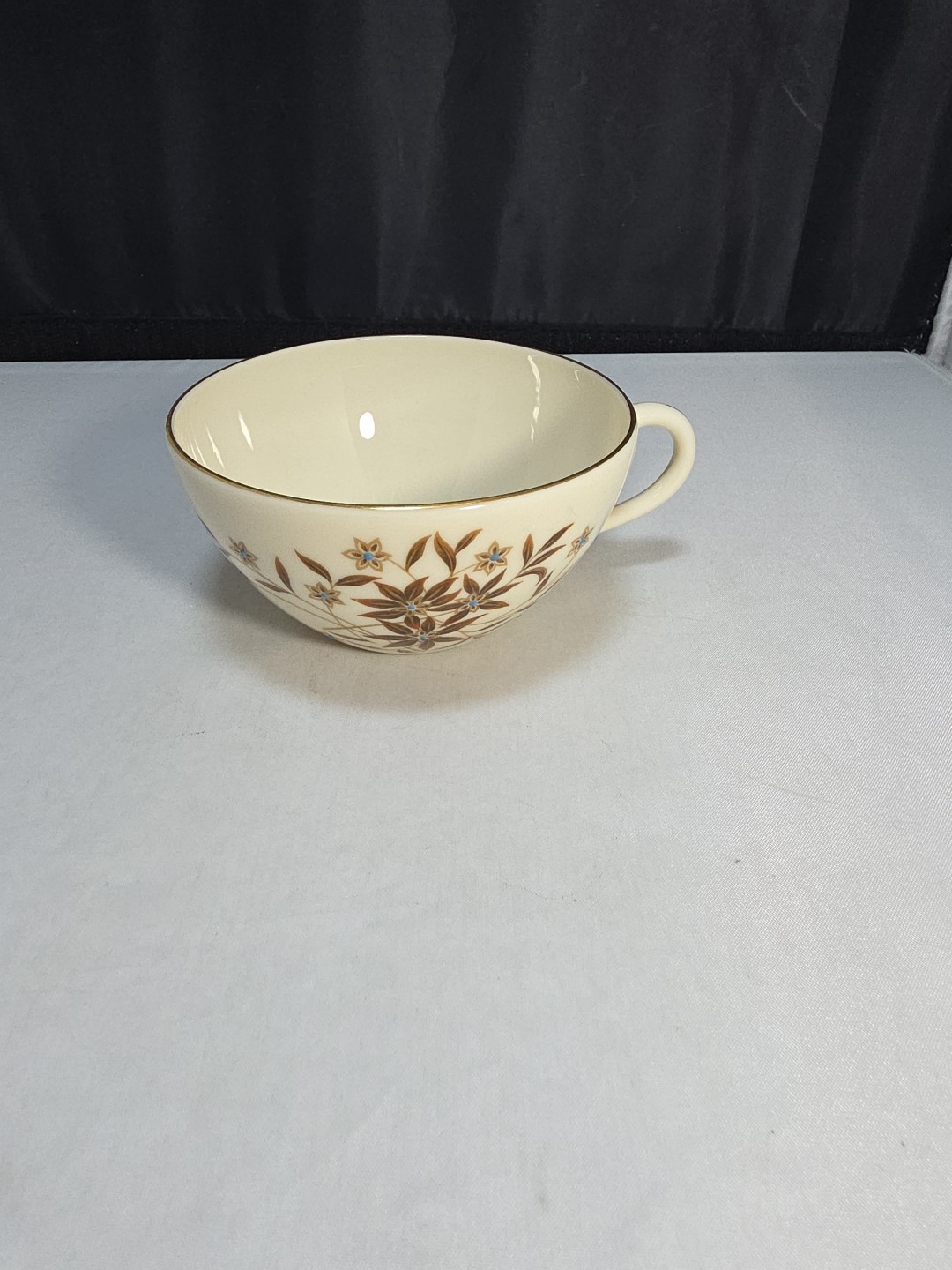 Lenox Starlight Flat Cup 2 1/8″ Floral Gold Rim Made in USA