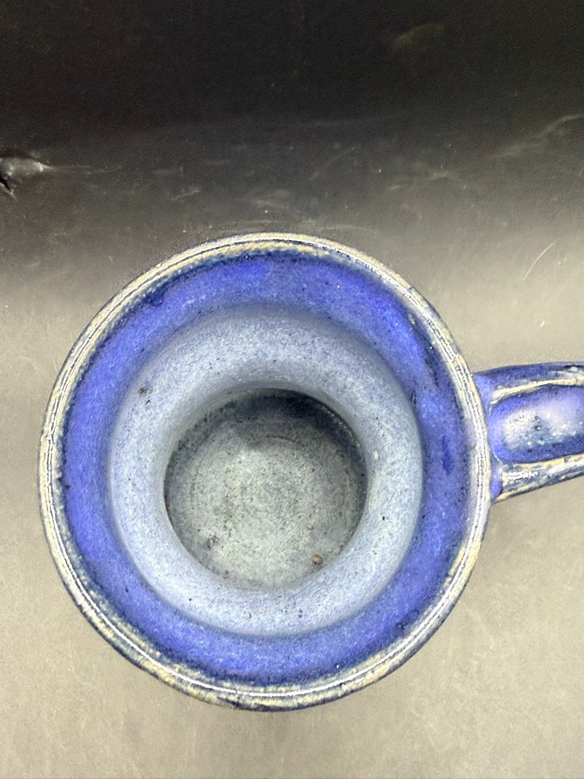 Vintage Blue Hand Thrown Pottery Stoneware Coffee Mug Signed 1992