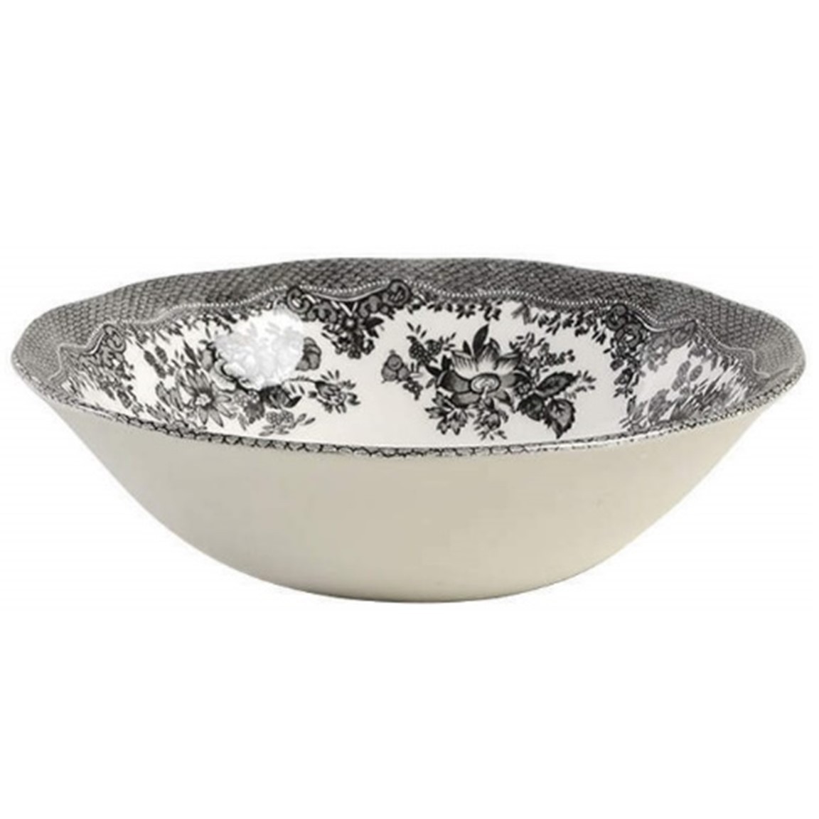 Royal Stafford Plate & Bowl Black White Pheasant Flower Pattern Ceramic Dishes