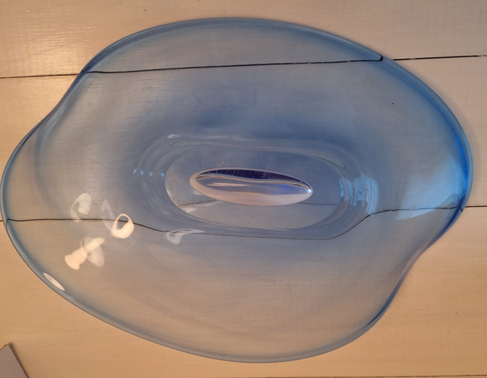 Adam Jablonski Signed Art Glass Centerpiece Bubble Base Unique Blue 17″ X 12″