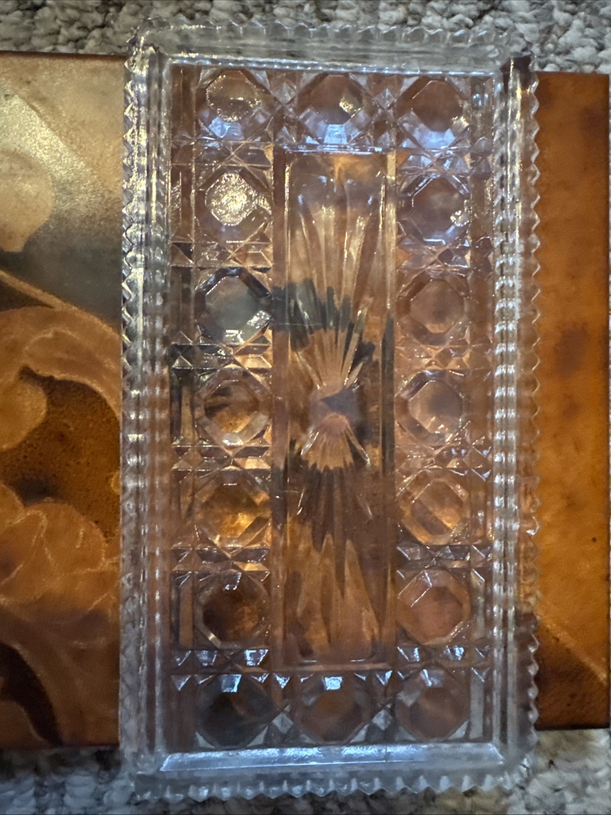 Vintage Federal Glass Windsor Clear Rectangular Tray 8⅜” × 4⅝”