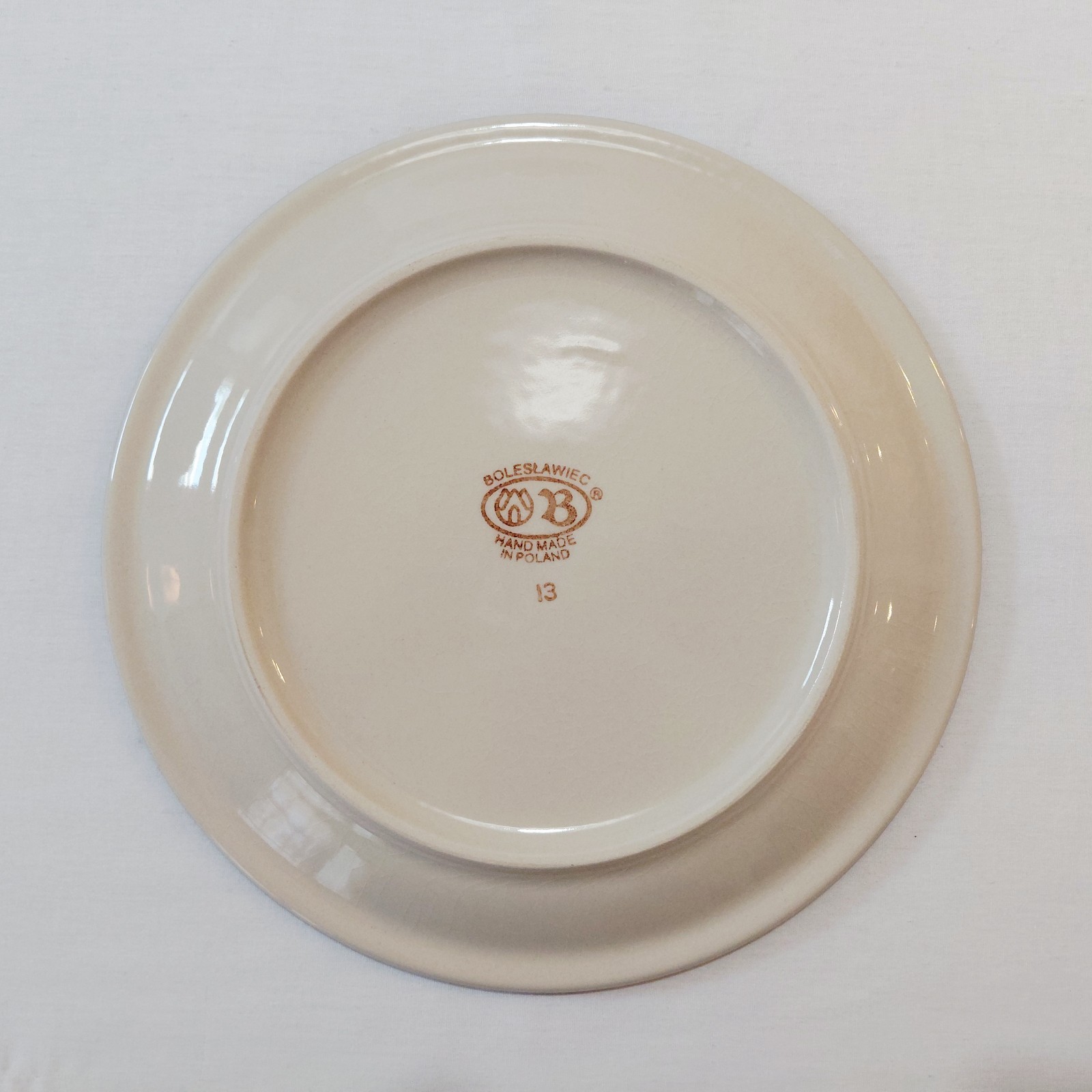 Boleslawiec Dinner Plates 11″ Greek Key Peacock Polish Pottery Blue White Set 4