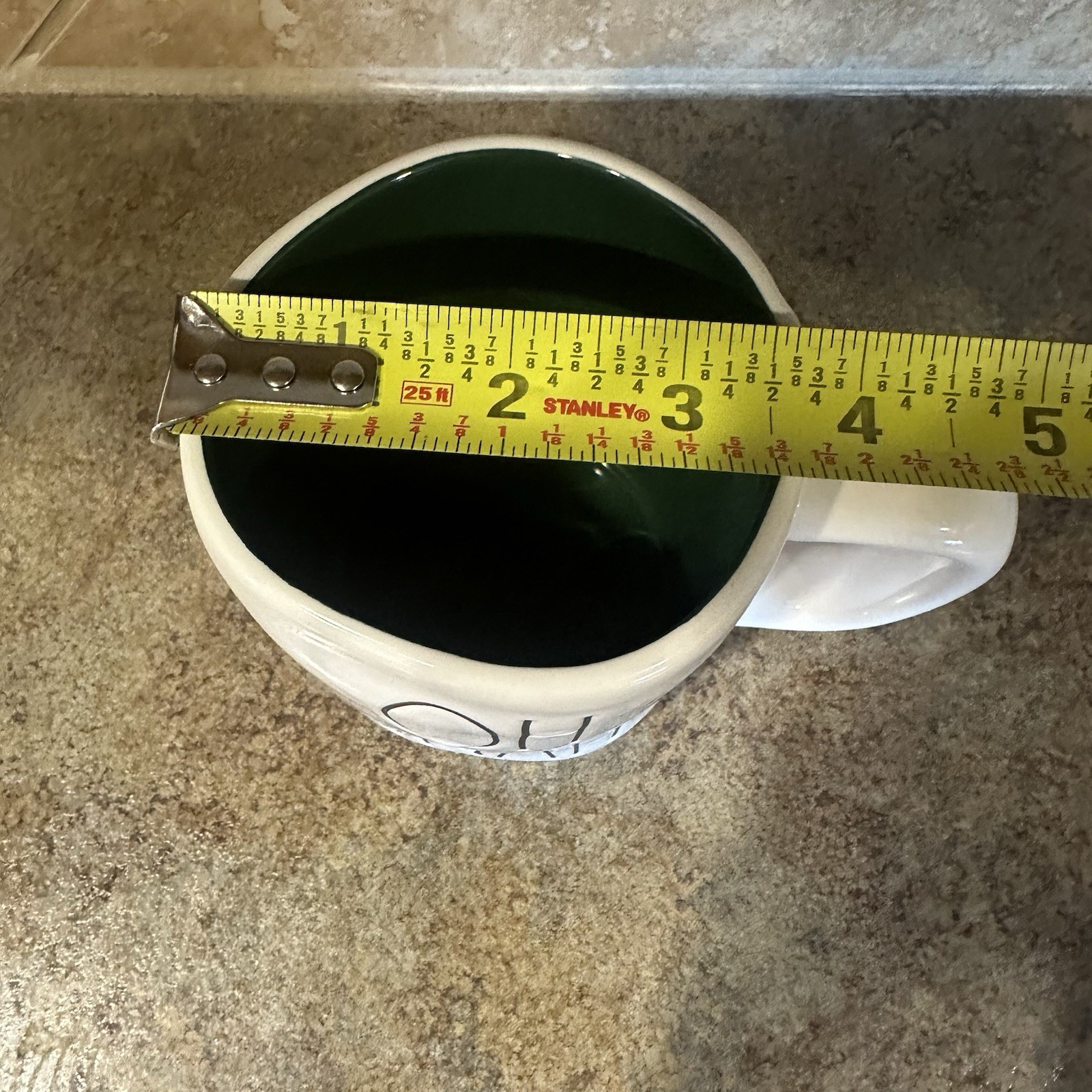 Rae Dunn Christmas Mug “Oh Snap!” Green Interior Winter Santa