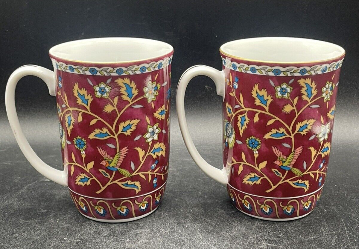 Takahashi Silk Road Hand Decorated Set of 2 Coffee/Tea Cups 1983 San Francisco