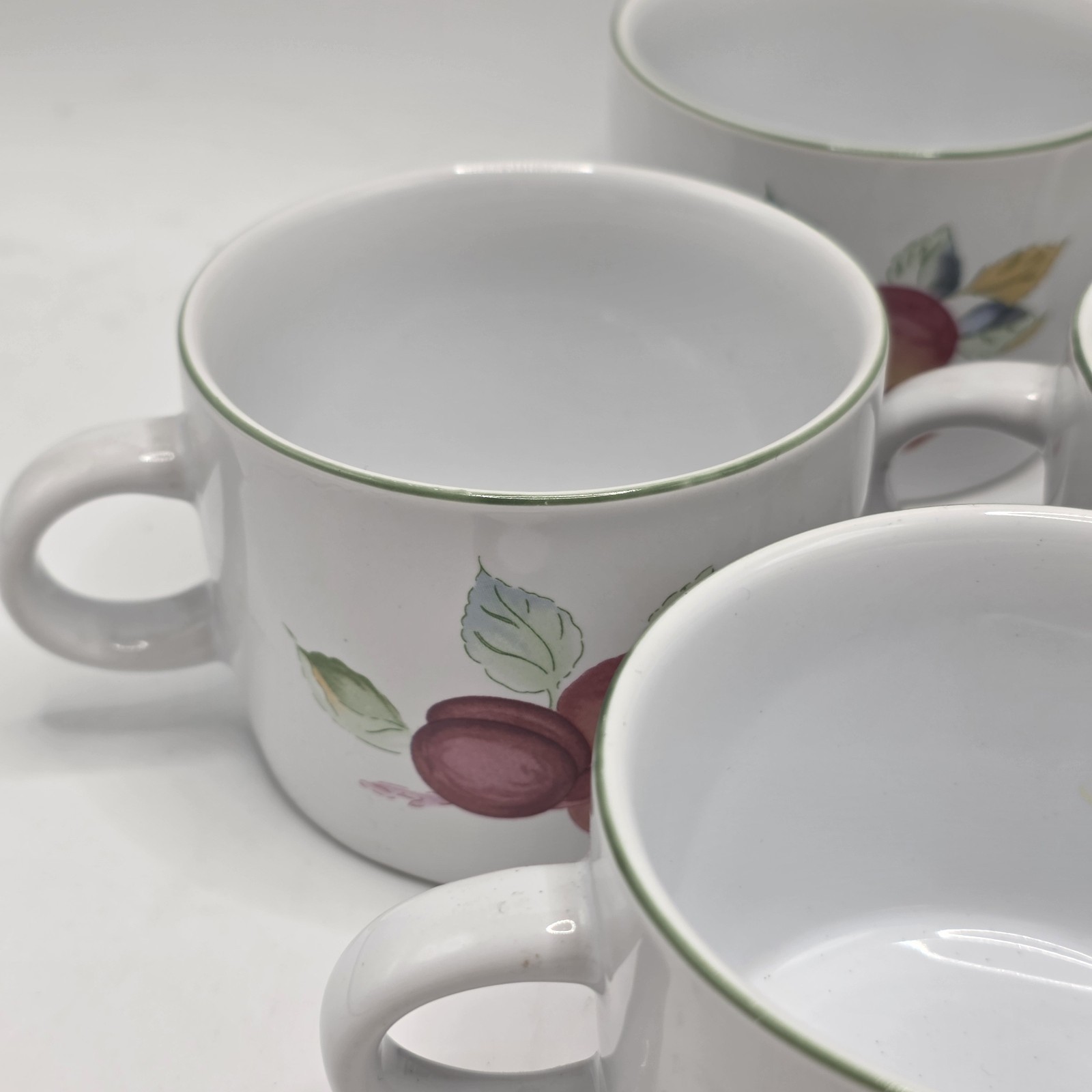 Vintage NEWCOR Garden Fresh Fruit Coffee Cups Set 7 Stoneware Farmhouse Country