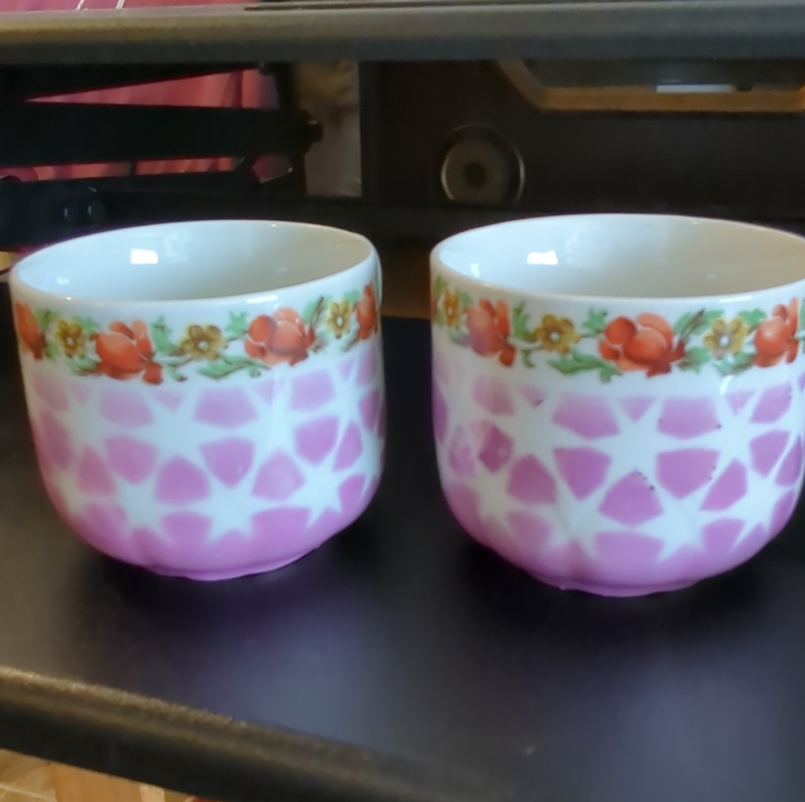 Satsuma Pink Floral Star Porcelain Four-Piece Cup & Saucer Set