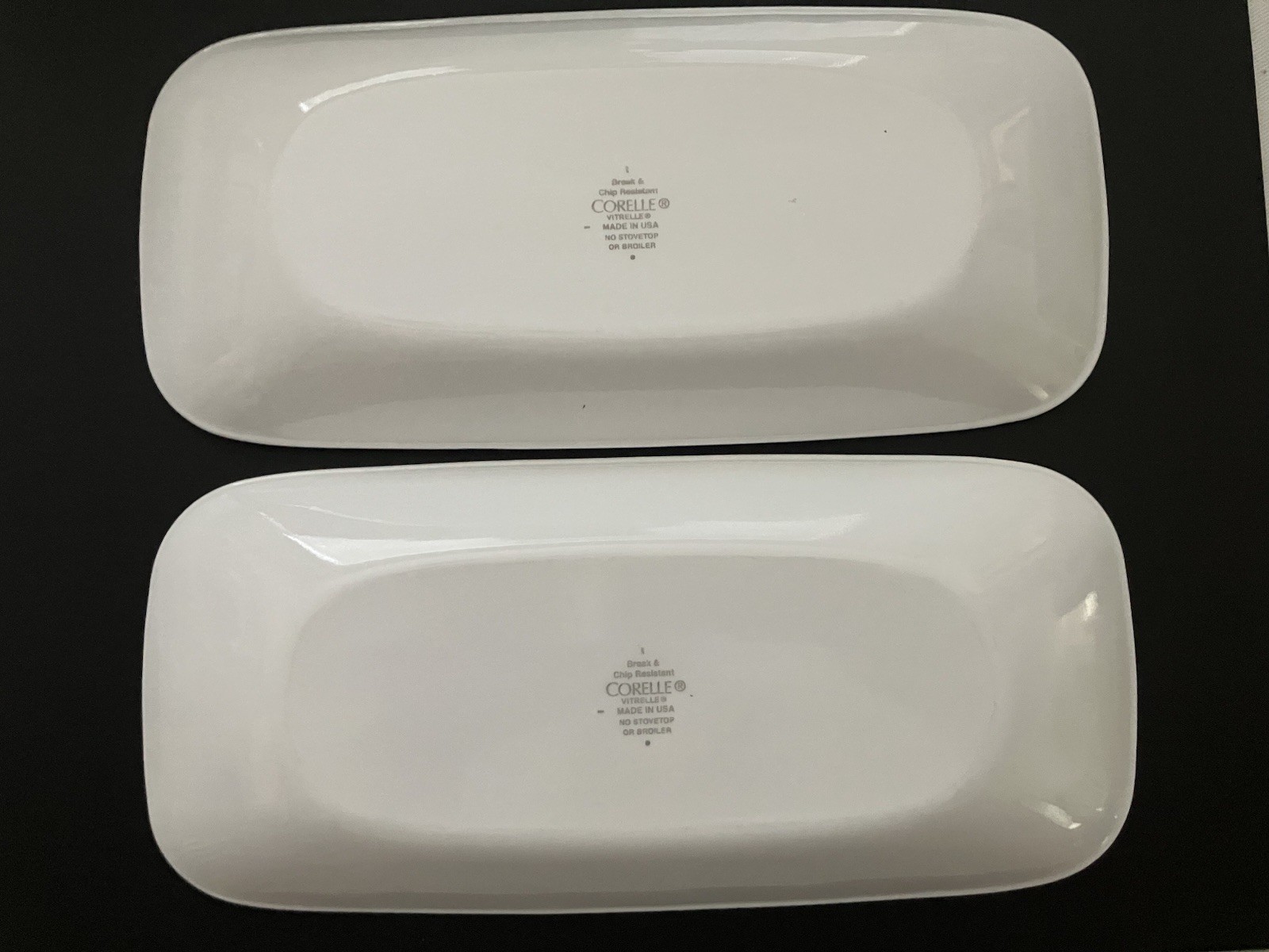 2 Corelle Frost White Appetizer Tray Rectangular 10 1/2″ x 4 3/4″ Discontinued