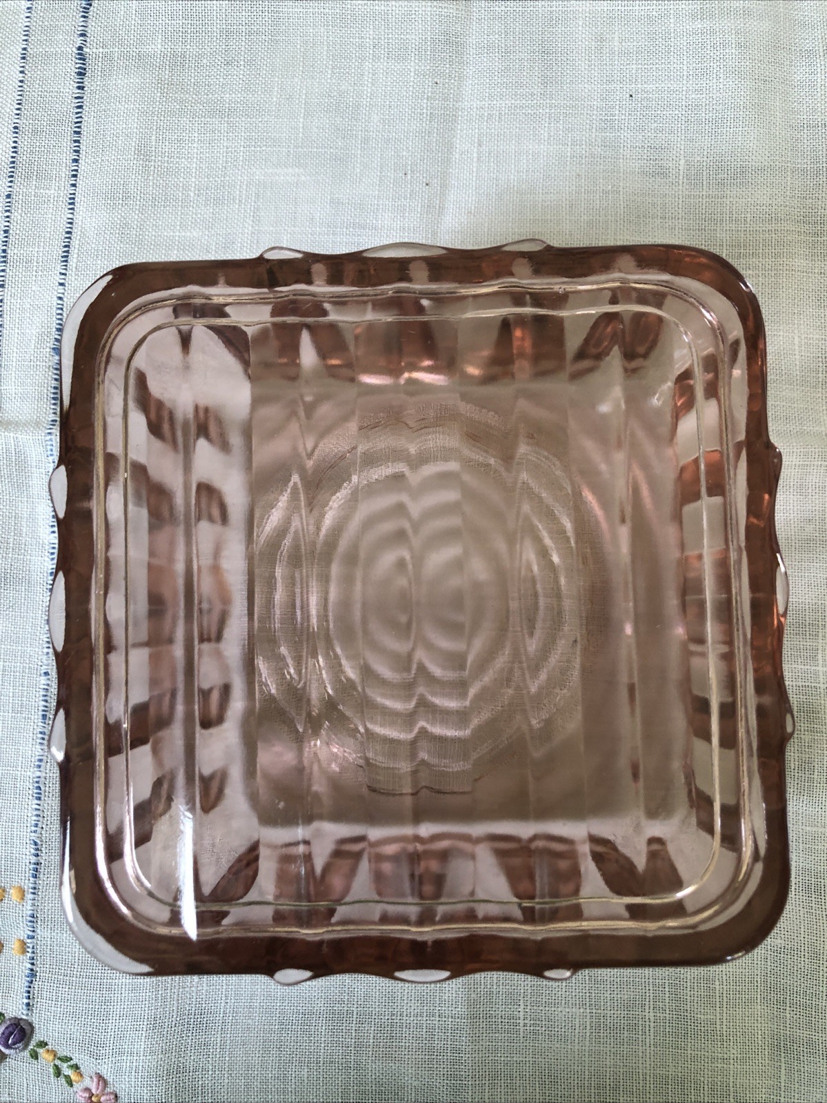 Vintage Jeannette Glass Jenny Ware Pink Depression Glass Refrigerator Dish With