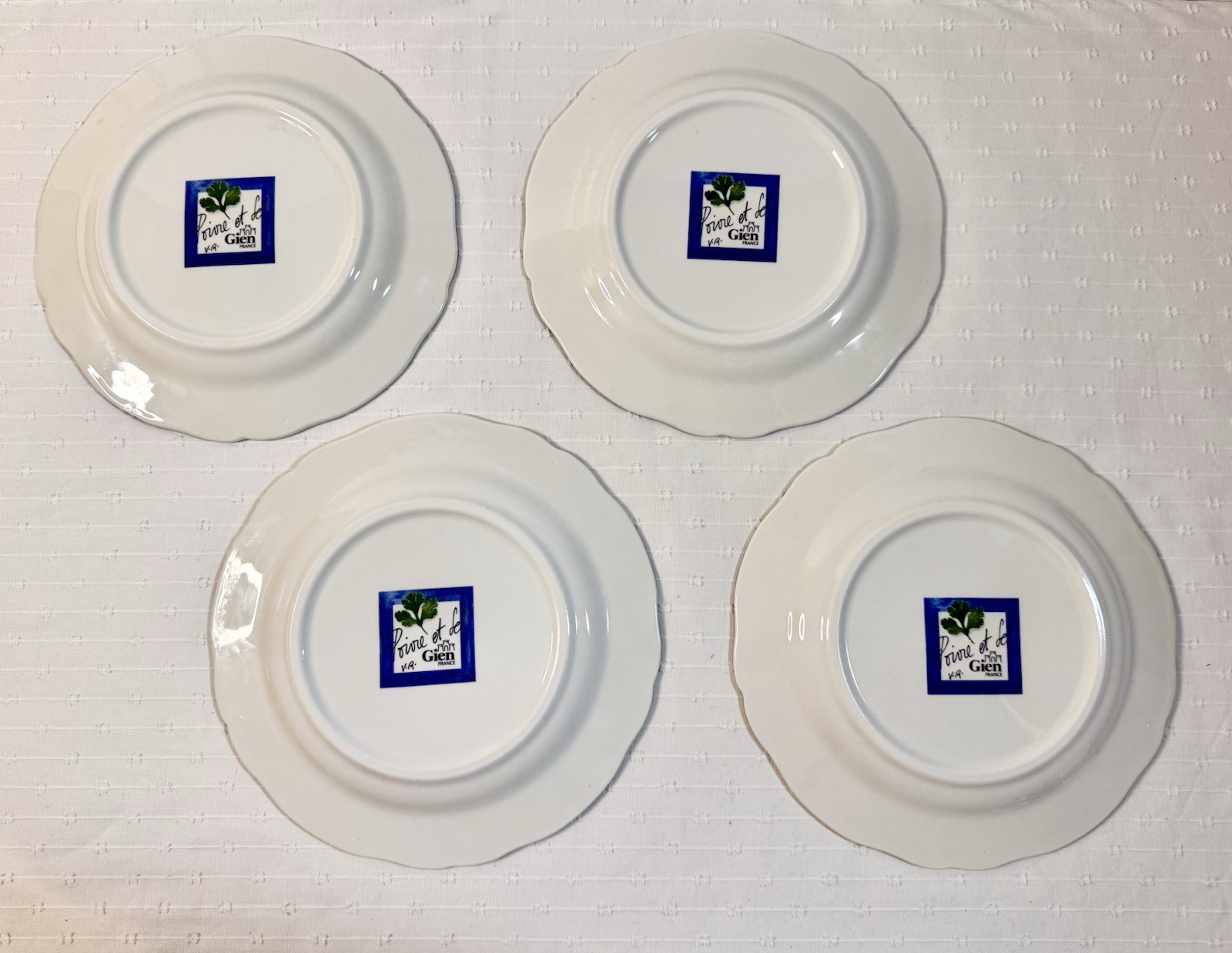 Poivre Et Sel Blue Vint. Set of 4 Salad Plates 8.75″ Faiencerie De Gien France
