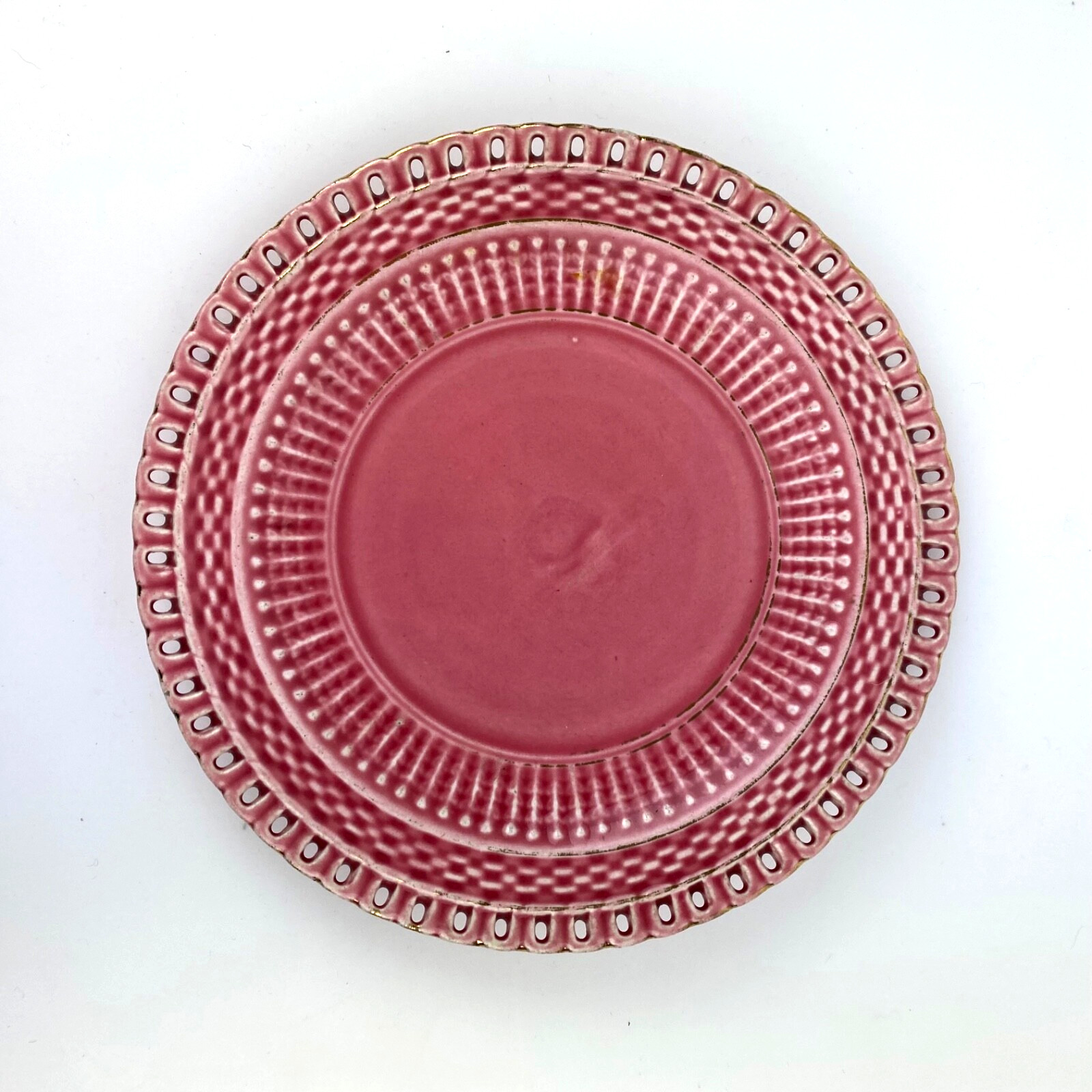 Lot 4 GBY Pink Plates 000 Lace Edge Shield Dessert Salad Decor Vintage Gift