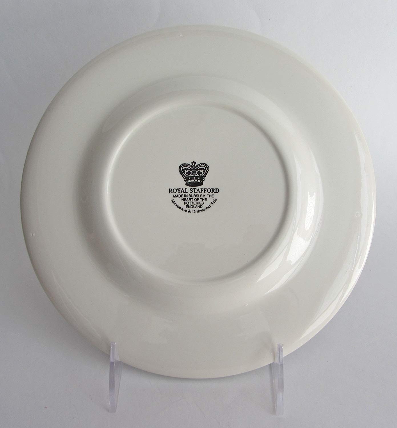 Royal Stafford Plate & Bowl Black White Pheasant Flower Pattern Ceramic Dishes