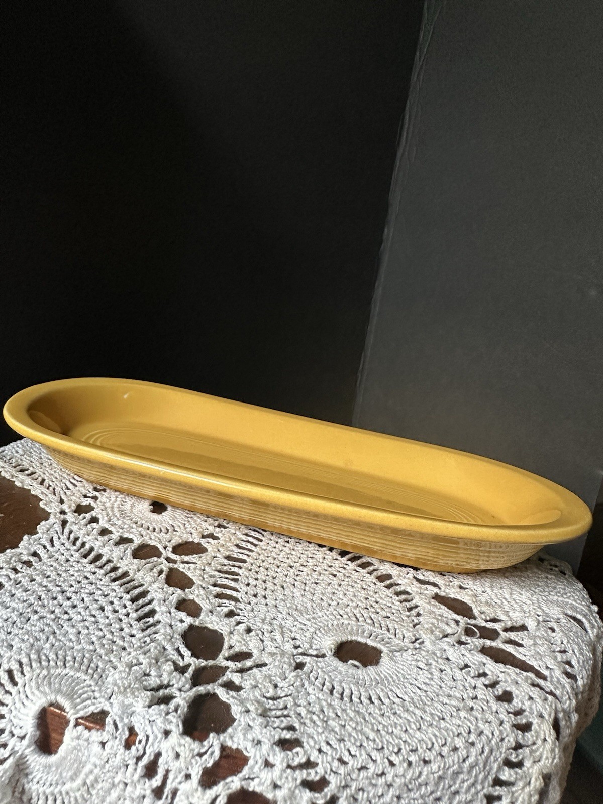 Vintage Fiesta Yellow Utility Tray Relish Tray 10 1/4″ 1936-1946
