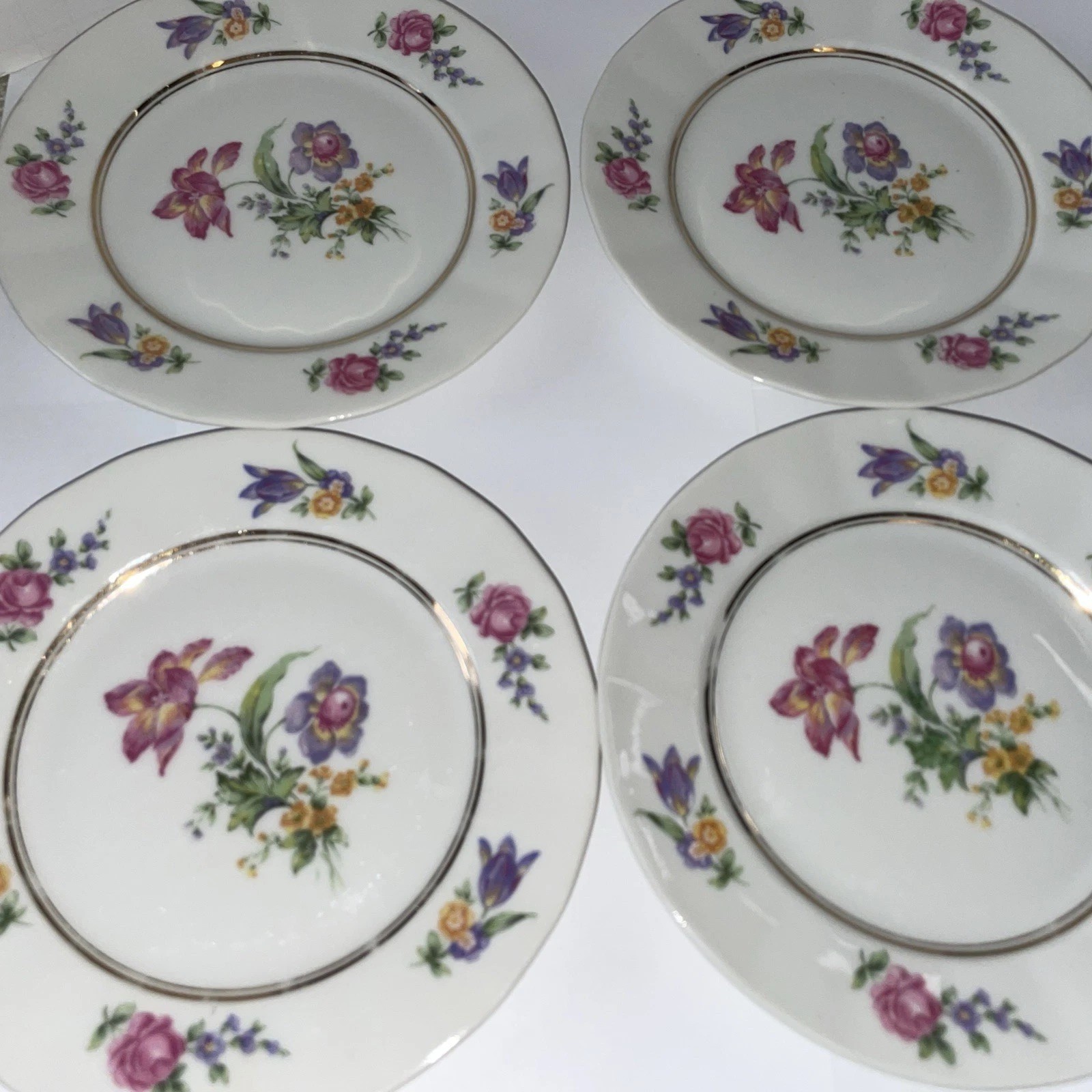 Raynaud Limoges Dresden Floral Style 6 bread dessert Plates 6 1/4” Gimbel bros.