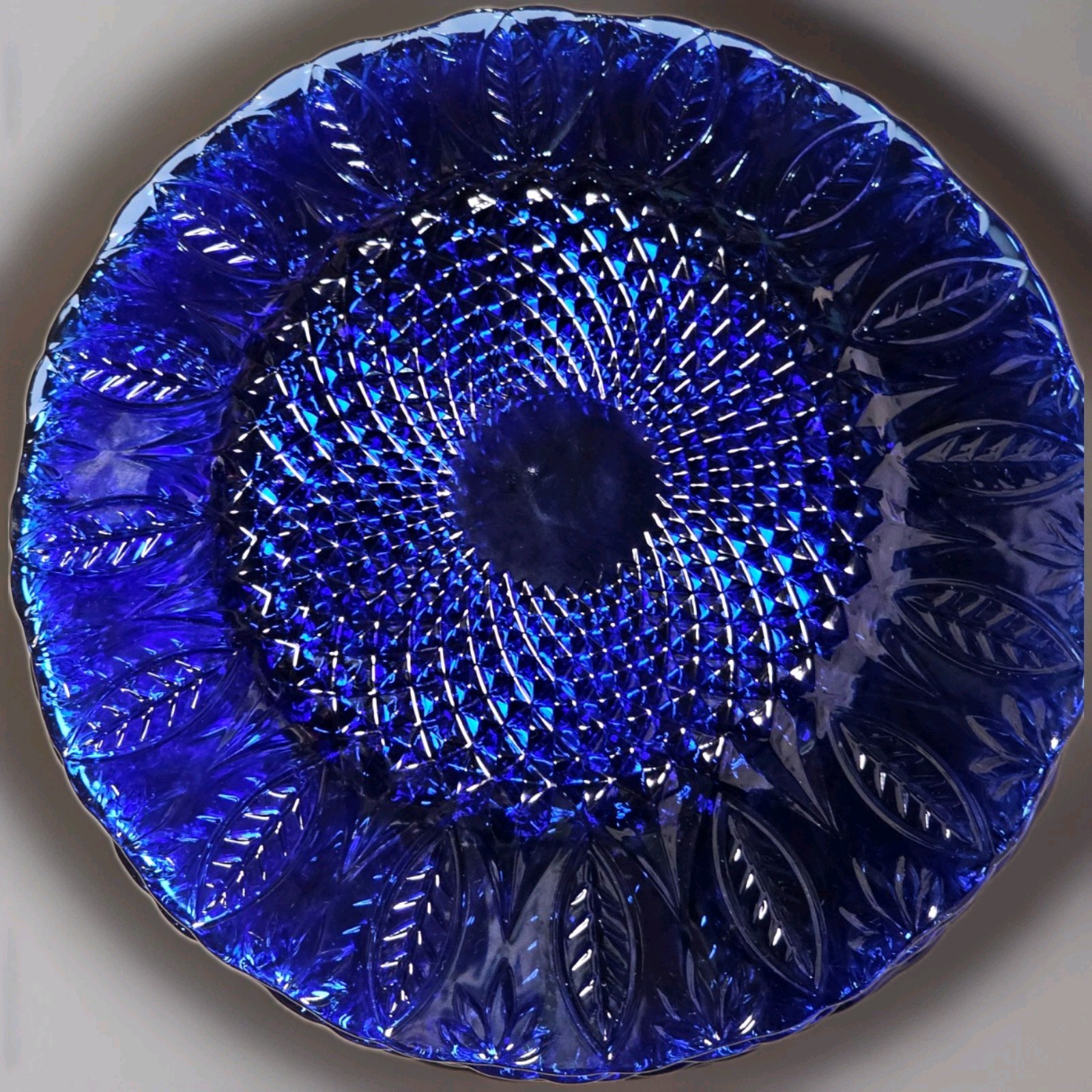 Avon Royal Sapphire Cobalt Blue Glass Set of 8 Salad/Dessert Plates 7.75in