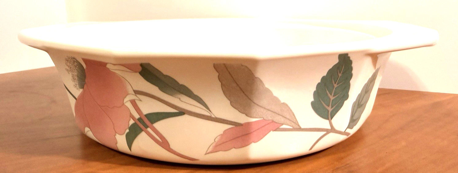 MIKSA SILK FLOWERS 8 inch x 7 inch FIRE & ICE COVERED DISH No Lid JAPAN