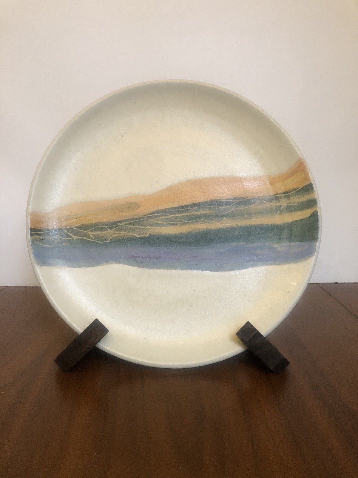 Vintage MCM Studio Pottery Art Plate hand painted Modern Rotraut Germany 10 in