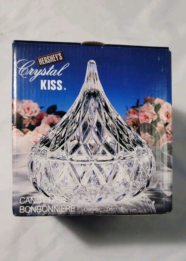 BEAUTIFUL Vintage BLOCK CRYSTAL Hershey’s Kiss Candy Dish 1999 MADE IN THE USA
